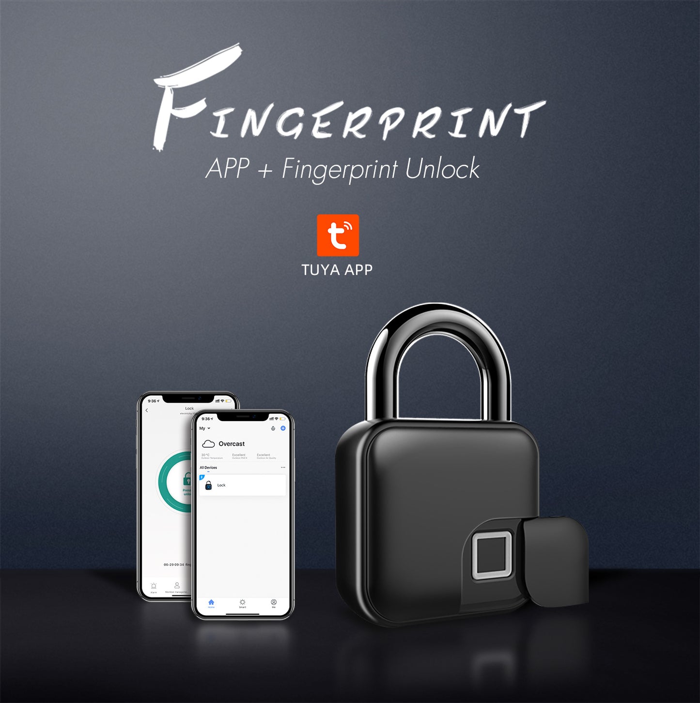 Smart-Fingerprint Vorhängeschloss Bluetooth Wohnheim Anti-theft Lock Remote