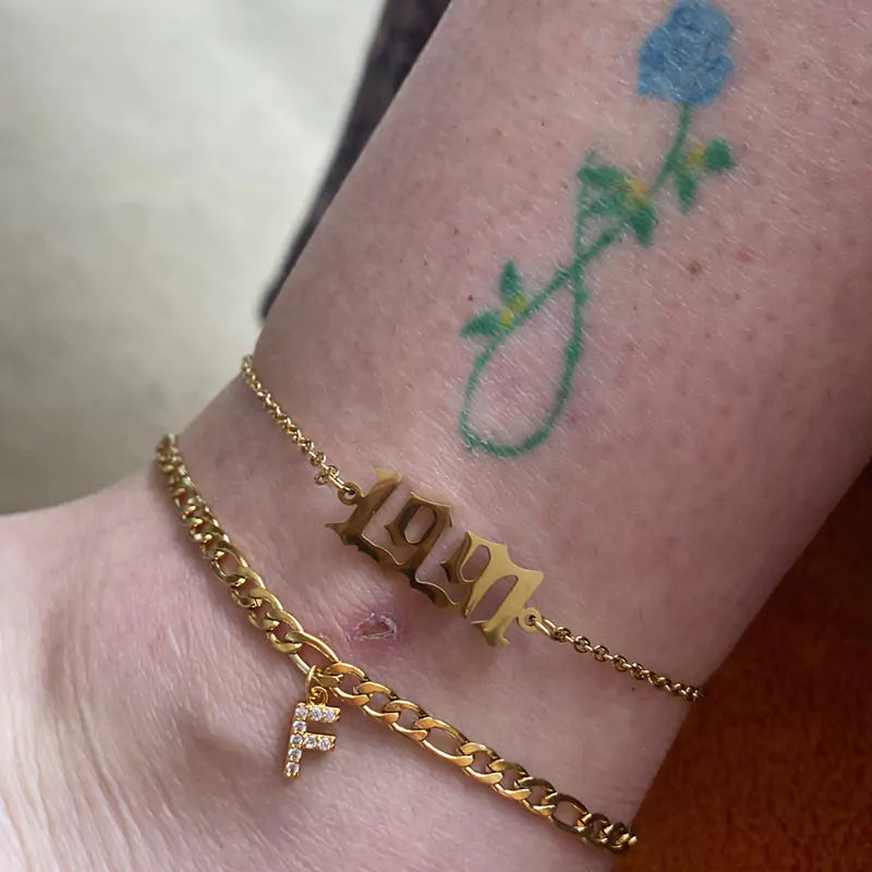 Tiny A-Z Initial Letter Anklets