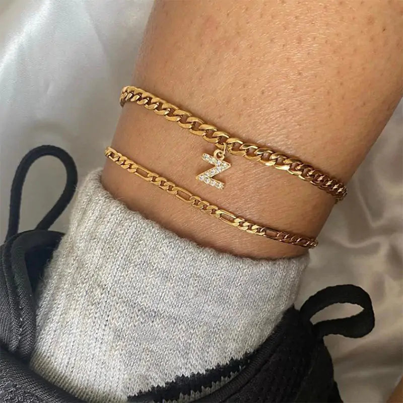 Tiny A-Z Initial Letter Anklets