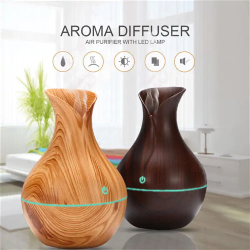 Vase Shape Wood Grain Humidifier